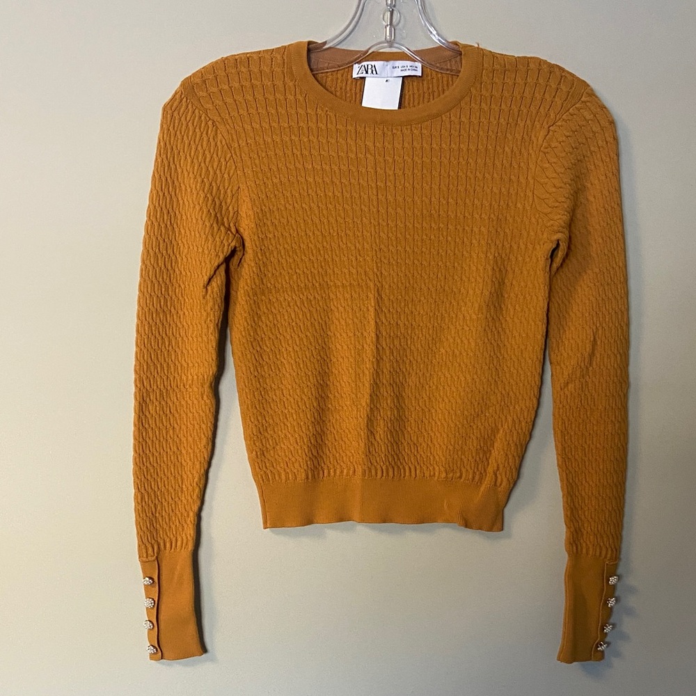 Zara Amber Knit Pullover with Pearly Button Details